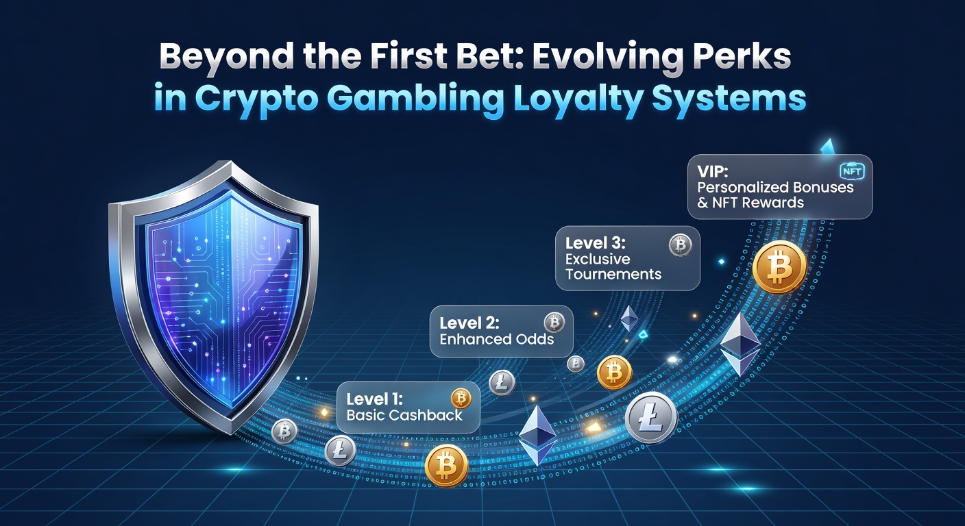 Grafik zeigt evolvierende Stufen eines Loyalty-Programms in Krypto-Casinos mit Token-Rewards und NFT-Perks