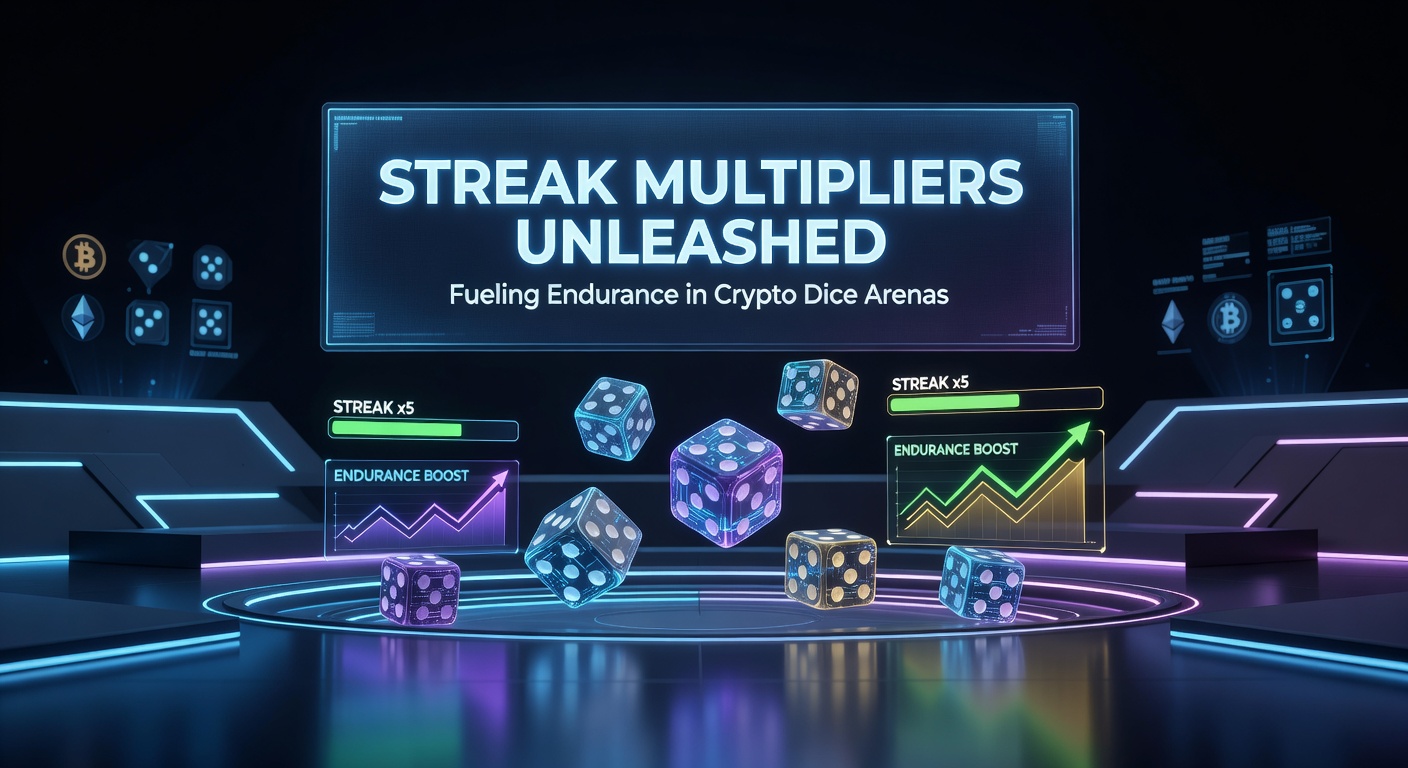 Grafik zeigt explodierende Multiplikatoren in einem dynamischen Crypto-Dice-Spiel mit aufsteigenden Streaks