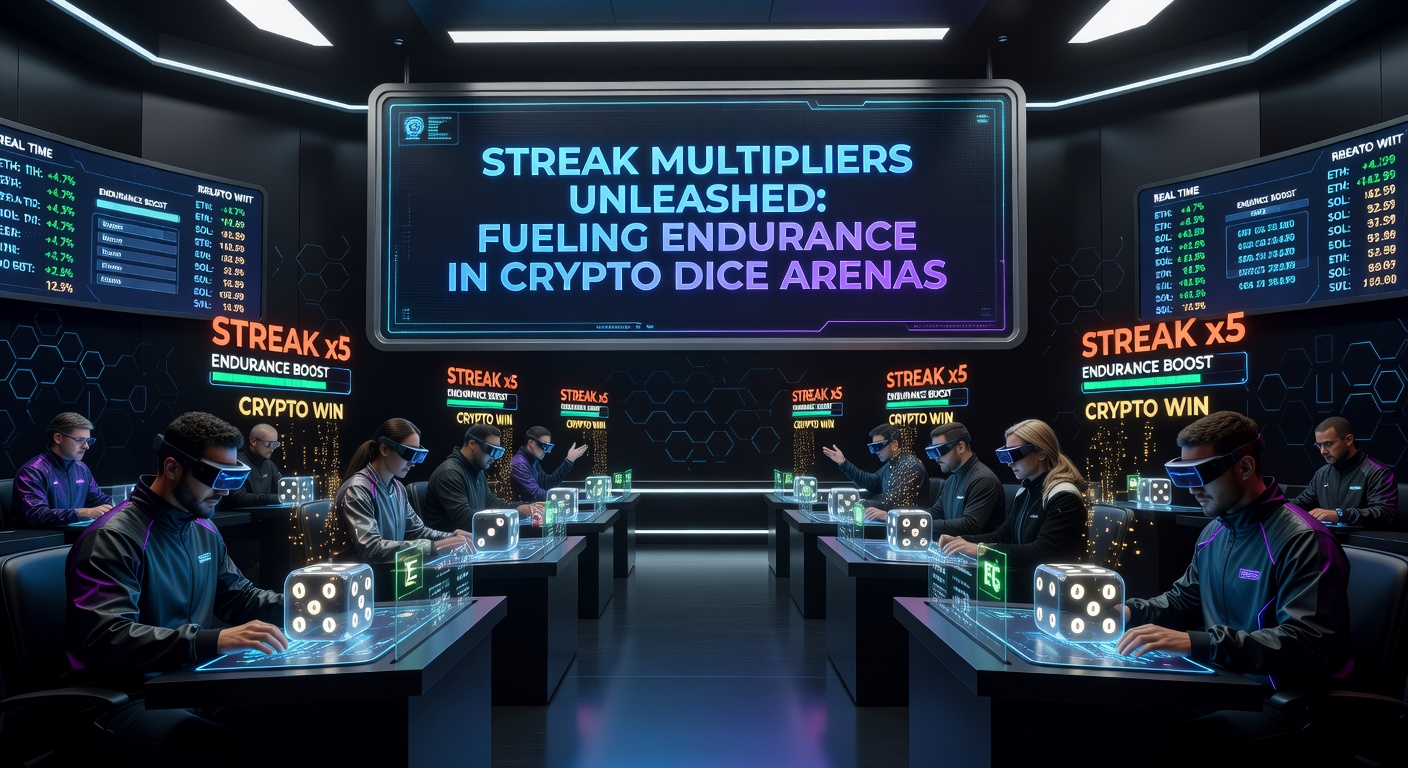 Detaillierte Darstellung eines Streak-Multiplikators in Aktion, mit aufsteigender Grafik und Crypto-Wallet-Integration